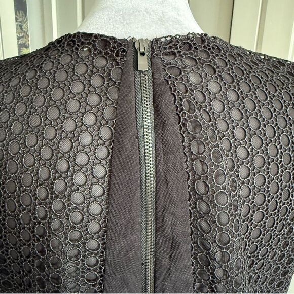Maje Rome Black Lace Overlay A-line Midi Dress Size L - Picture 5 of 9